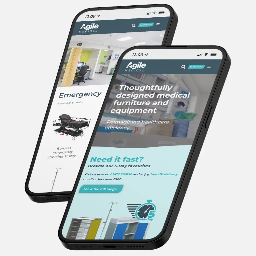 Agile medical website being displayed on a phone