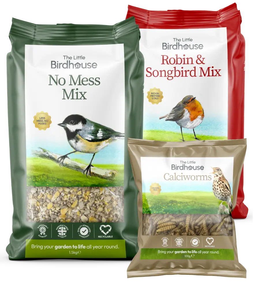 The Little Birdhouse - visual renders of bird food packaging