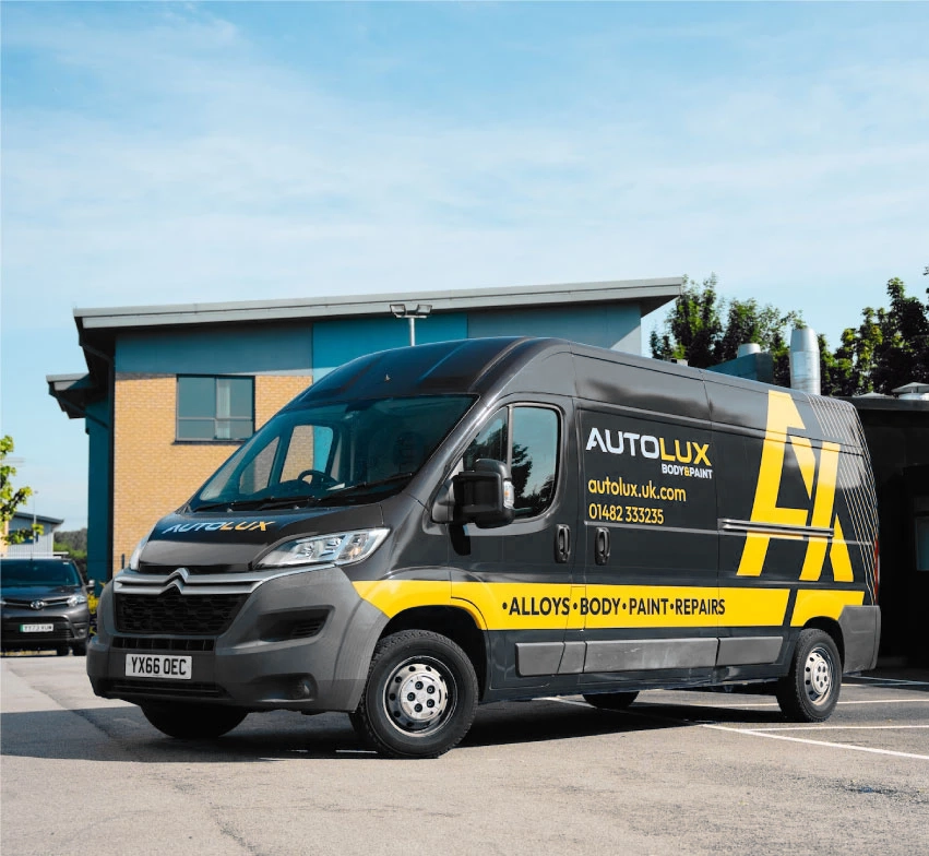 The Autolux-branded Van parked up