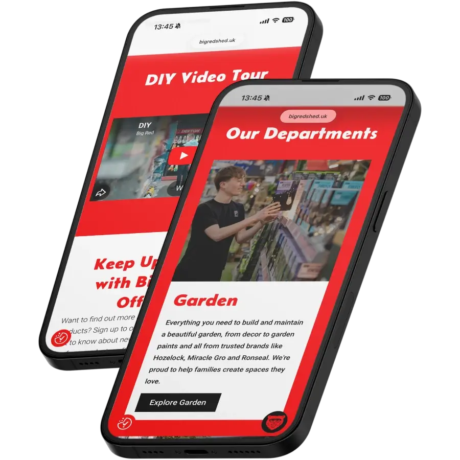 Big Red Shed website displayed on a Phone
