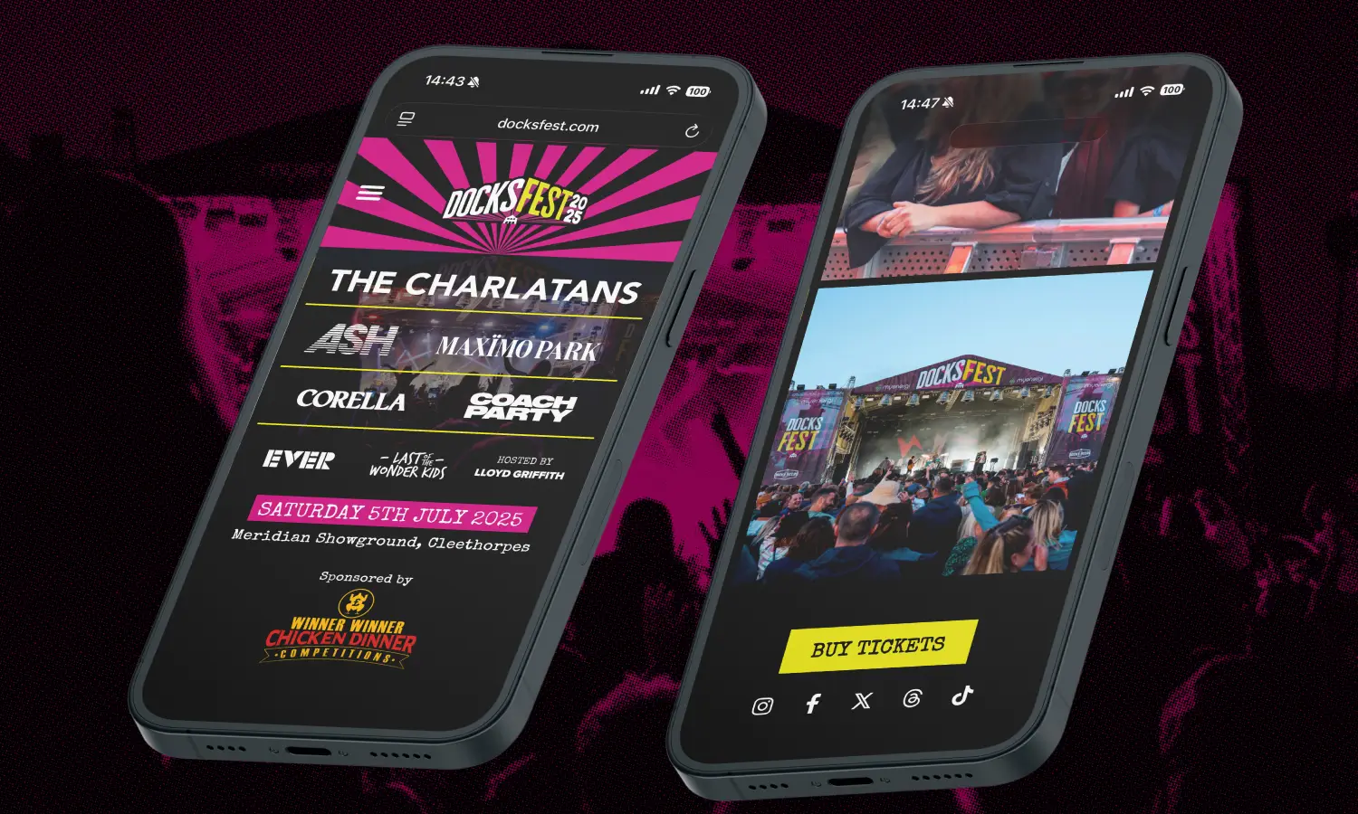 DocksFest website being displayed on a phone