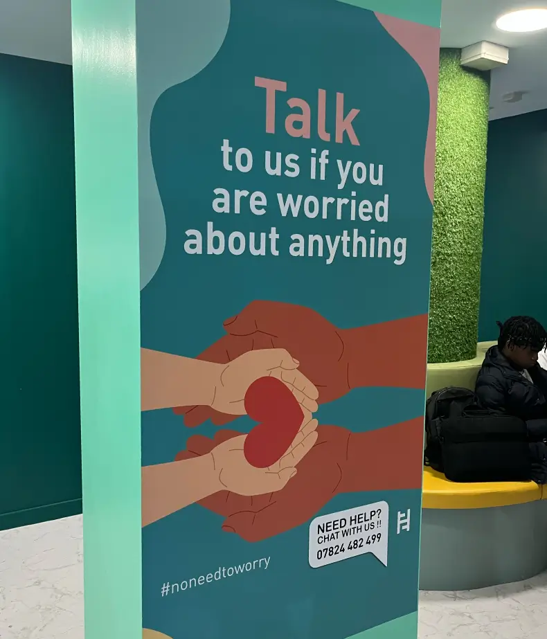 Hull College mural on display inside the college building