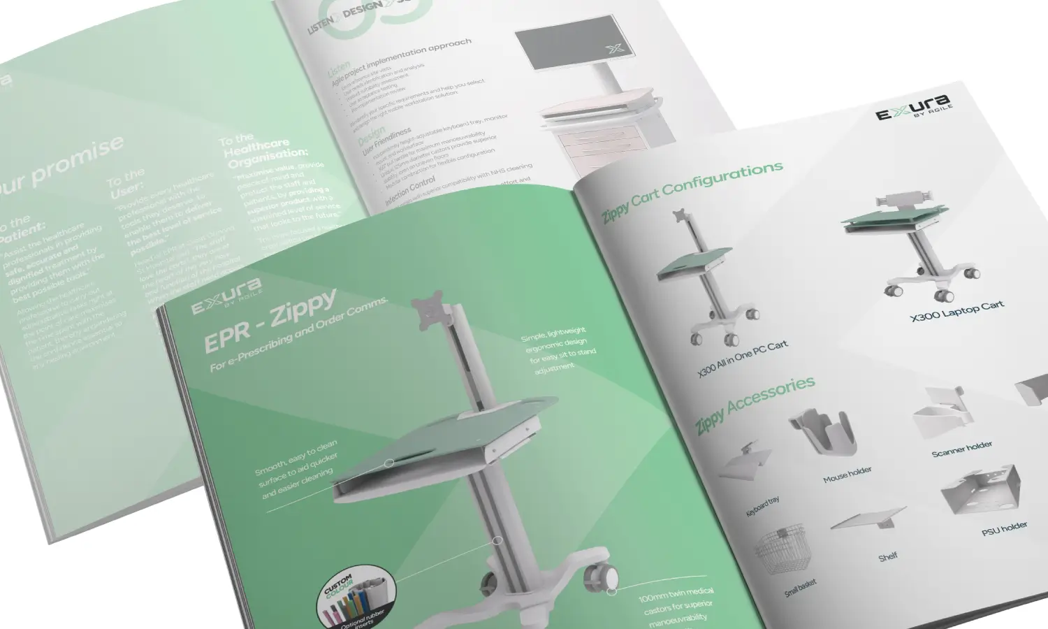 Exura brochure featuring PC carts and Accessories
