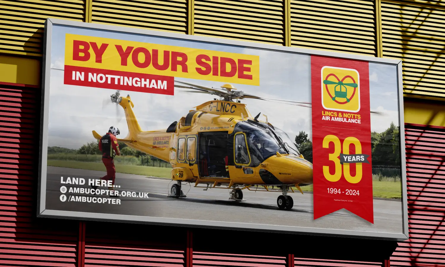 Lincs & Notts Air Ambulance 30 years celebration billboard
