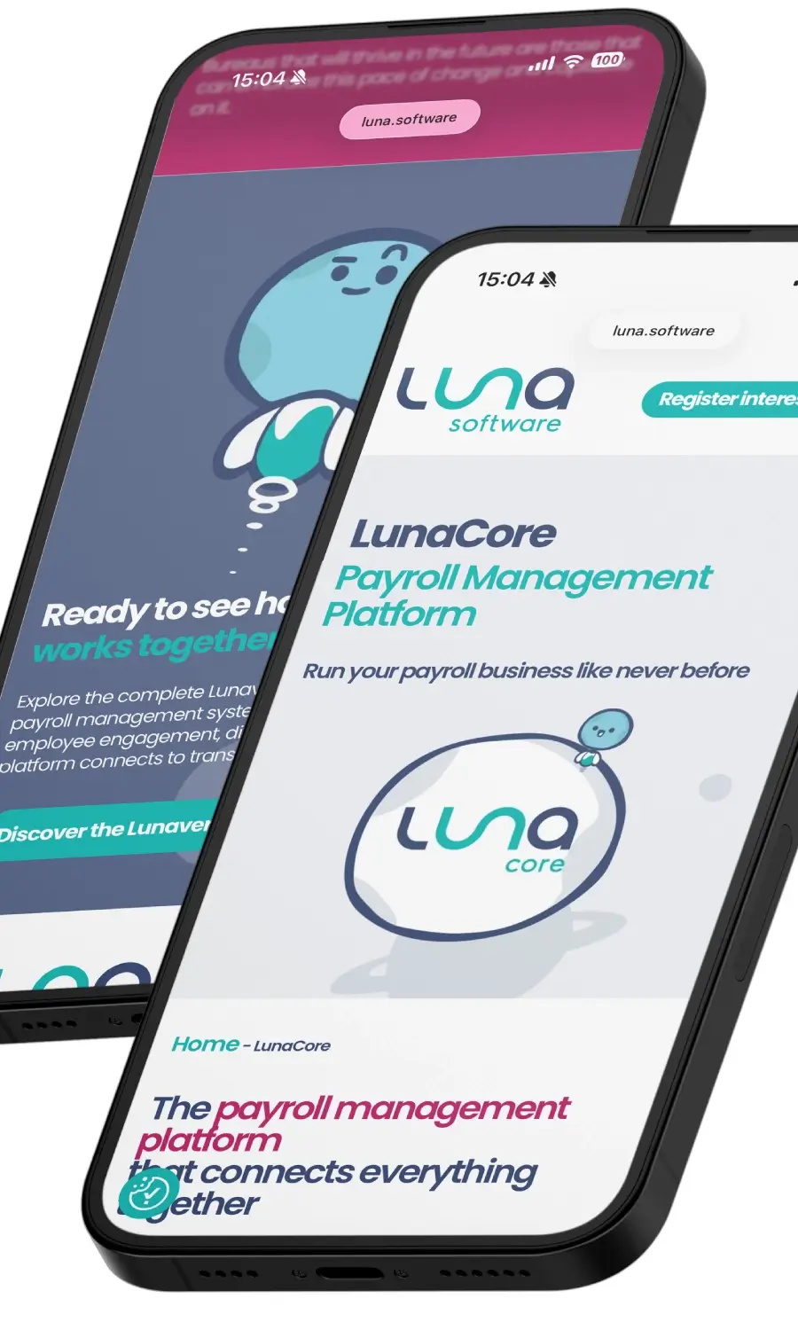 Luna website being displayed on a phone