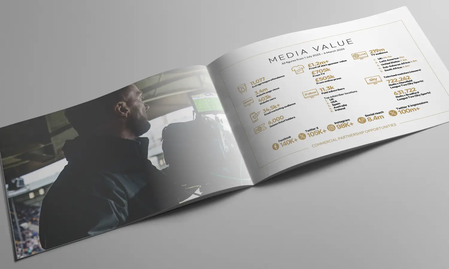 Notts County Brochure featuring a page about media value