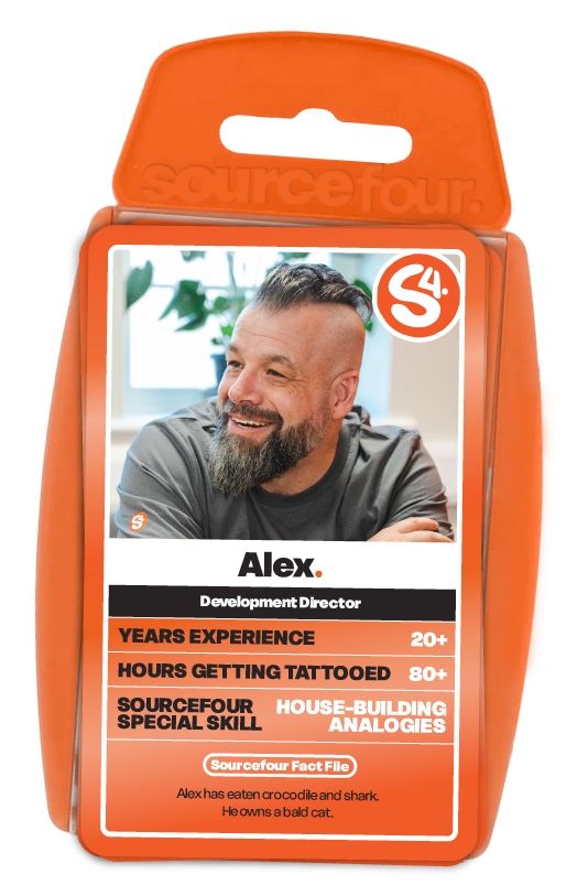 Orange Top trumps themed cards as Alex from Sourcefour