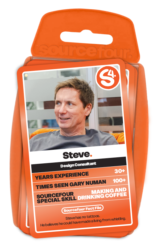 Orange Top trumps themed cards as Steve from Sourcefour
