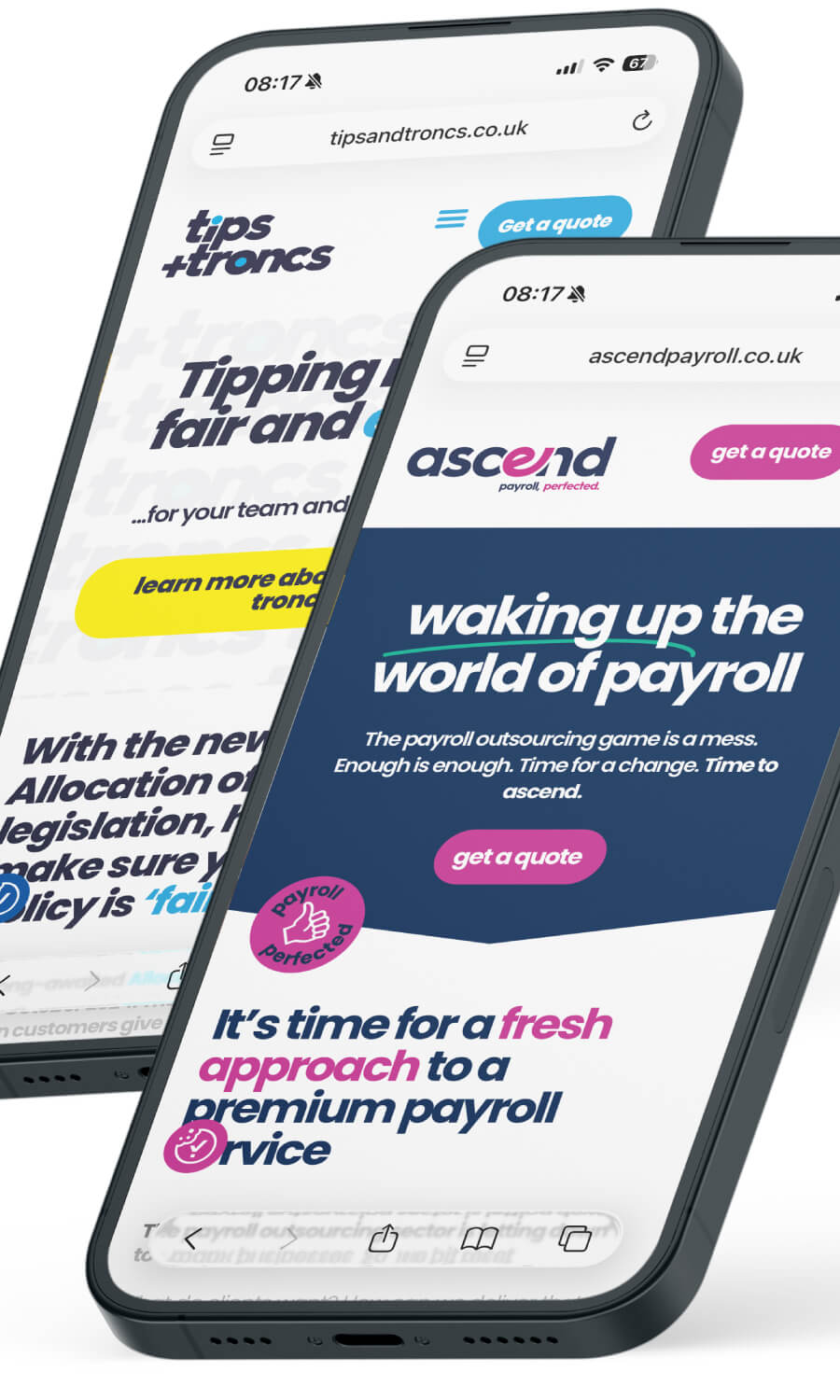 Ascend payroll website being displayed on a phone