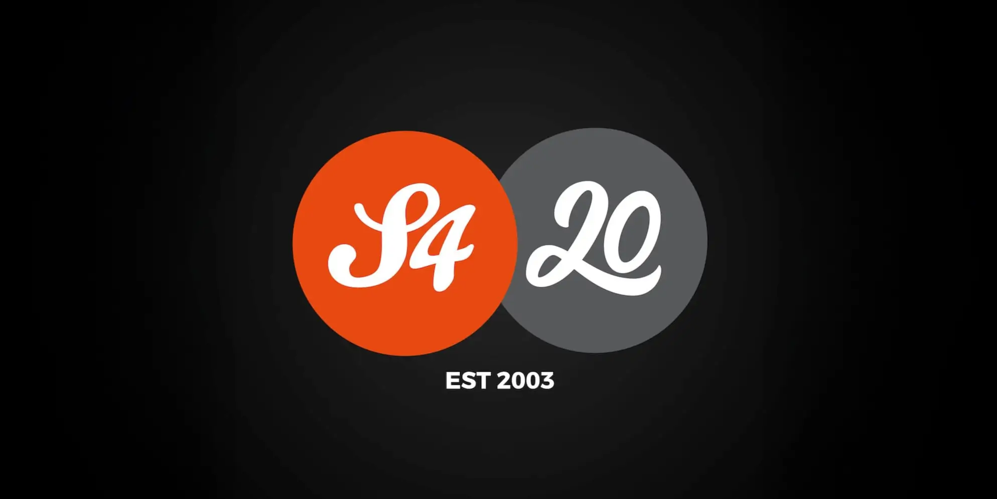 The logo for s4 celebrating 20 years on a black background.