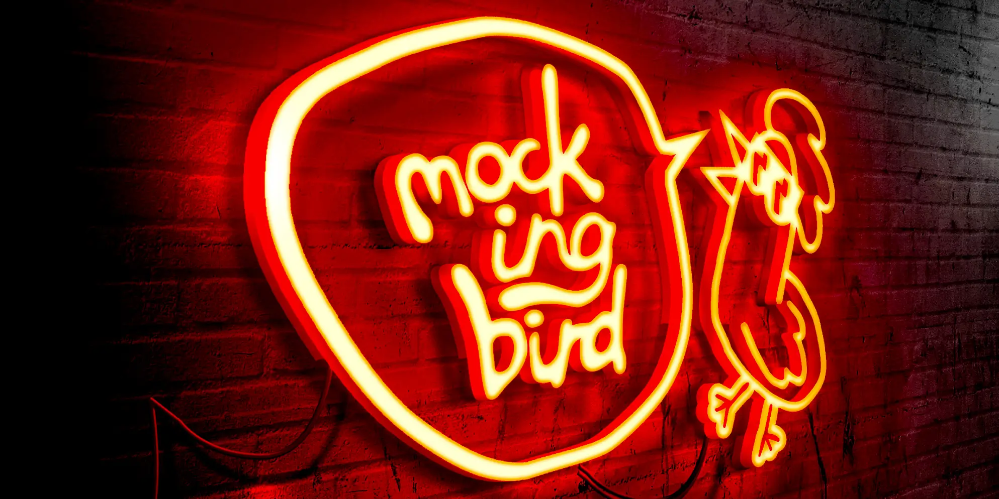 Mockingbird Streetfood neon sign