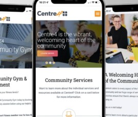 Centre4 website shown on a mobile phone - 621x646px