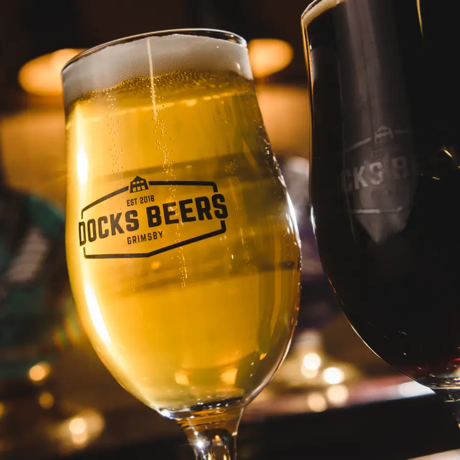 Docks beers branded glasses