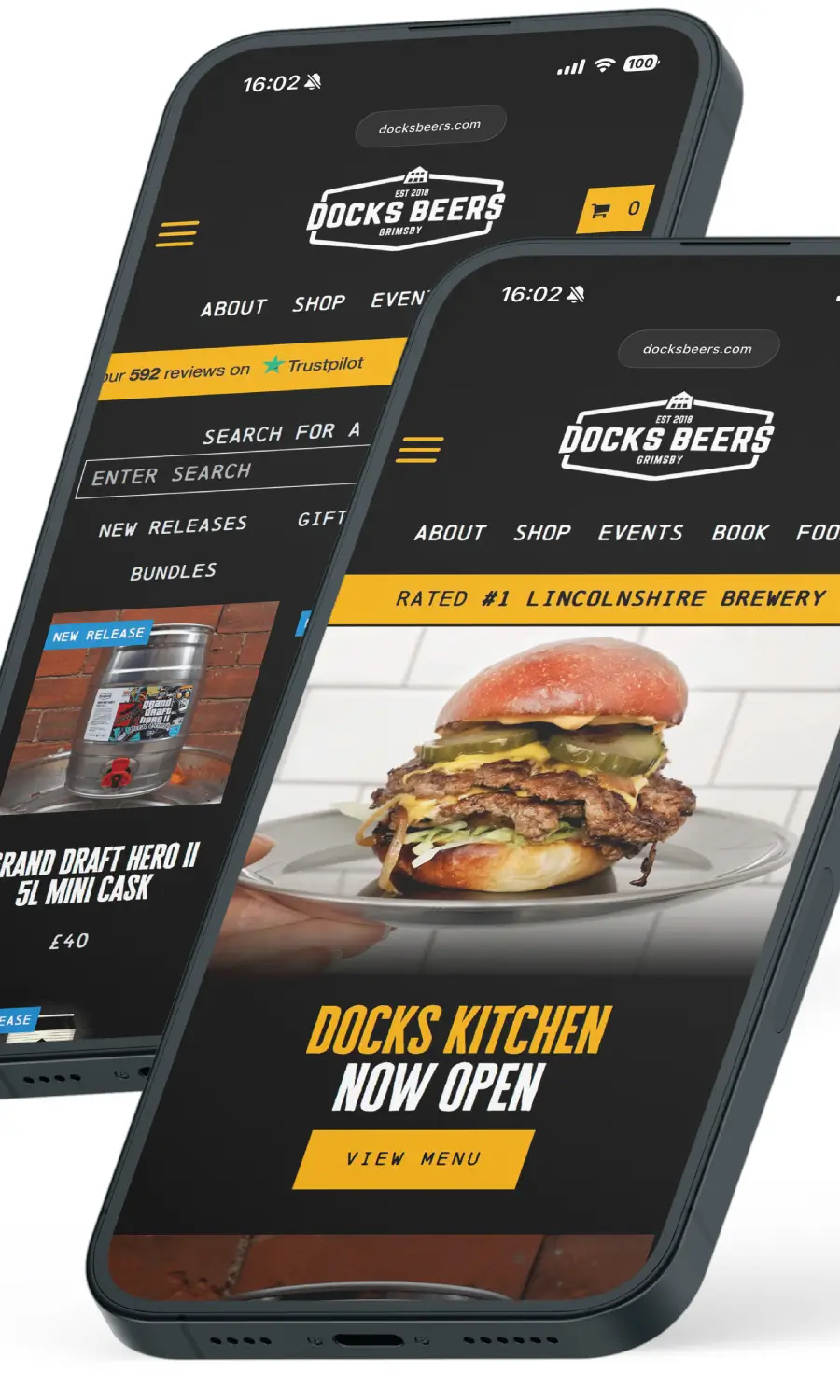 Docks beers website being displayed on a phone