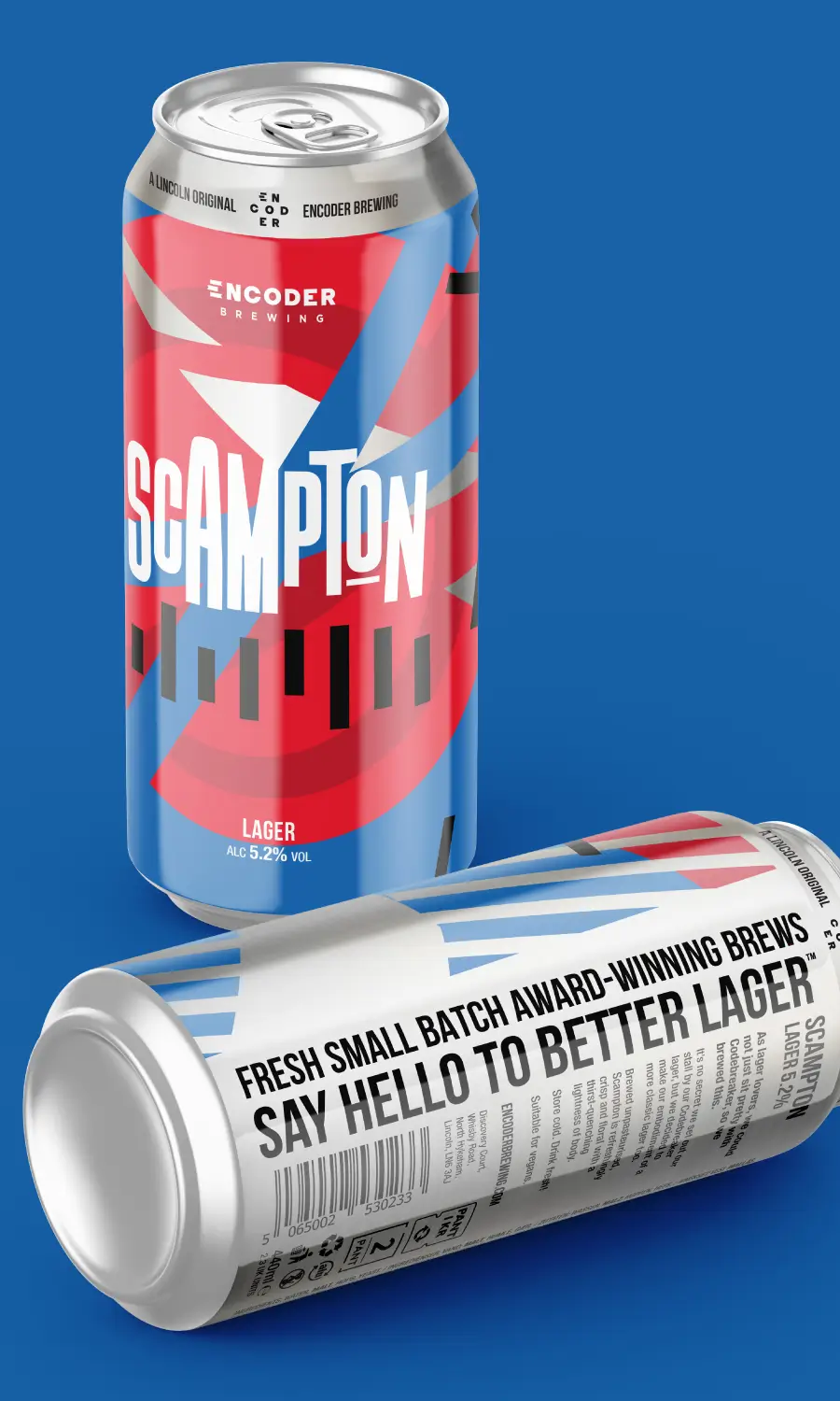 Scampton Beer Can Design on can mock up for Encoder Brewing