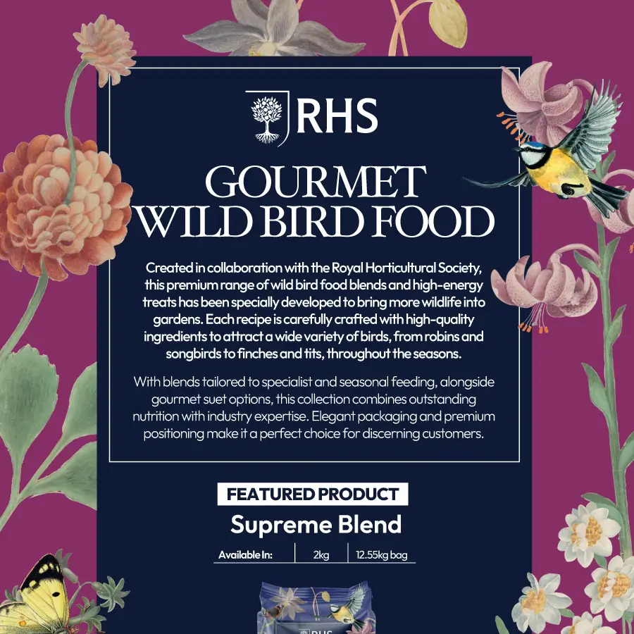 RHS Gourmet wild bird food description