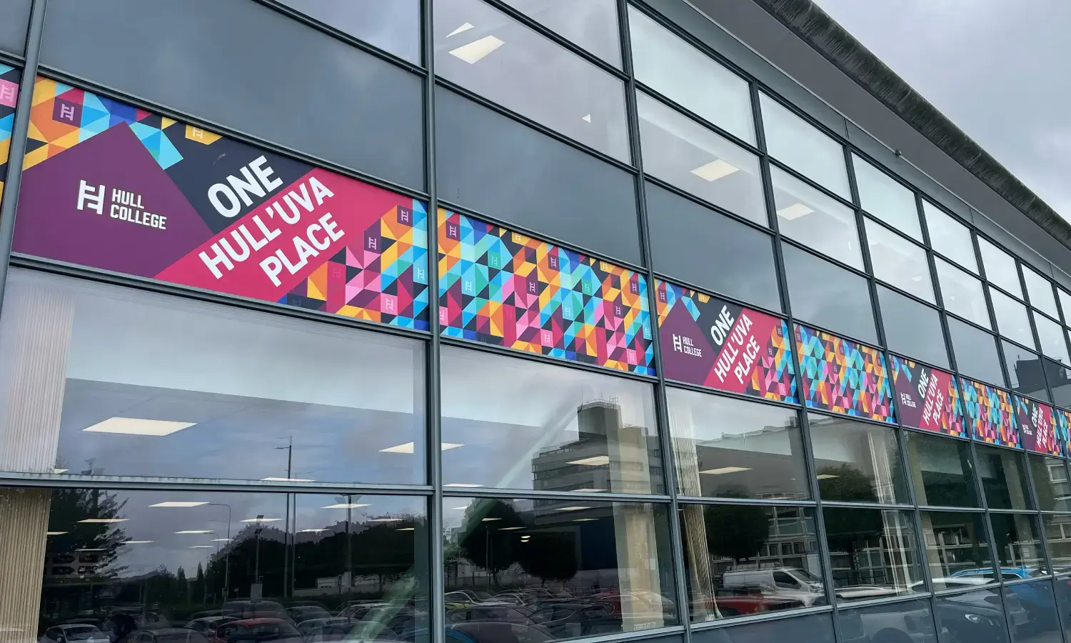 Hull college exterior banners on their college building