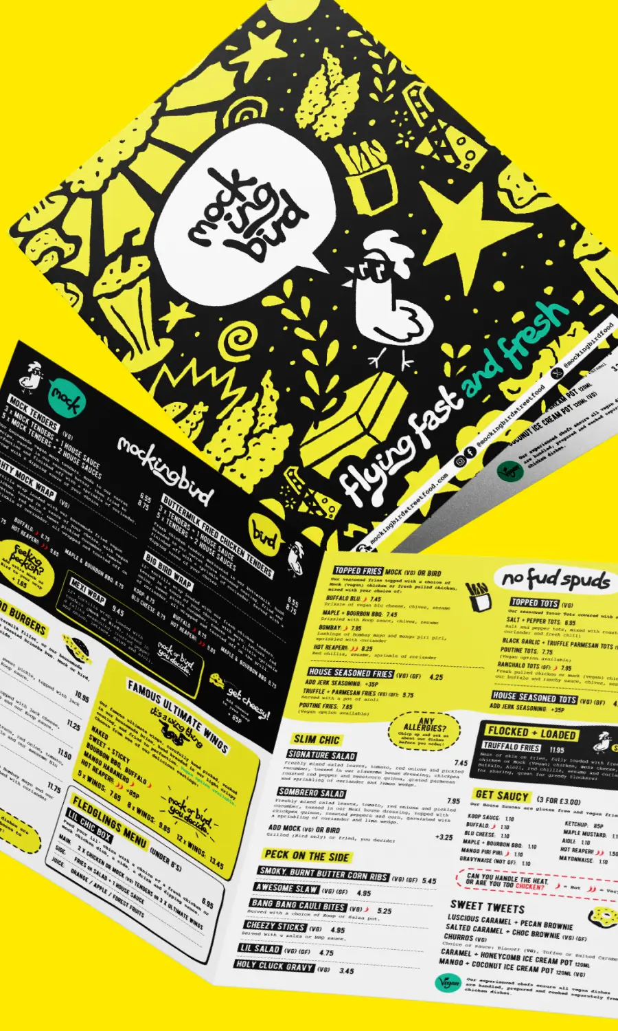 Mockingbird branded menu