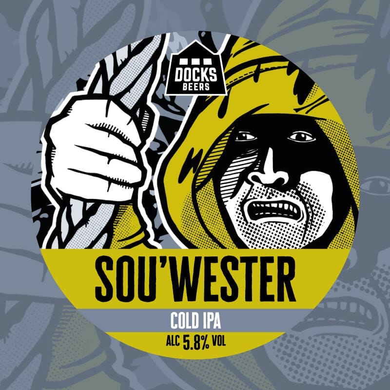 Docks Beers x Beer52 Sou'wester Cold IPA keg badge